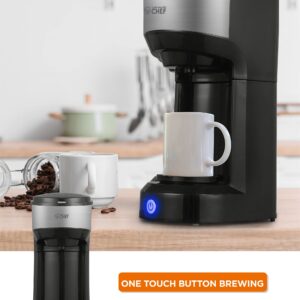 Commercial CHEF Coffee Machine, Single Serve Coffee Maker, Portable Coffee Maker Single Serve with 13 Ounce Water Tank & One Touch Button for Coffee Brewing