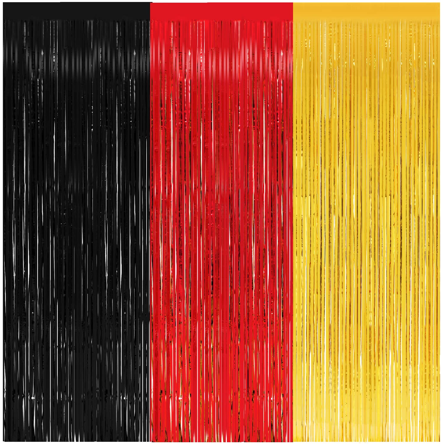 3 Pack Foil Curtains-8x9.84 Ft Red Gold and Black Fringe Metallic Backdrop Curtain for Mickey Mouse Themed Baby Shower Birthday Nursery Party Decorations