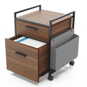 eureka ergonomic rolling file cabinet with bag for home office,file cabinet 2 drawers, under desk rolling file cabinet, wood filing cabinet, printer stand with storage,walnut