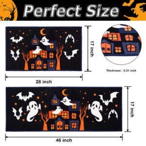 Beyond Your Thoughts Halloween Kitchen Rug Mat Set 2024 New Non Slip Decorative Spooky Castle Dark Soft Floor Mat for Kitchen Bedroom Indoor Halloween Home Decor 2 Pack - 28"x17" & 46”x17