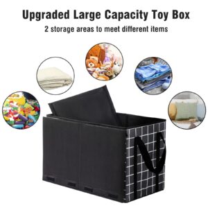 Kids Toy Box Chest with Flip-Top Lid, Large Collapsible Sturdy Toy Organizer for Girls and Boys, Storage Trunk for Playroom, Nursery (82L, Blackwhite)