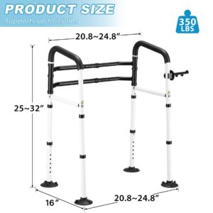 BNEHS Toilet Safety Rails, Universal Toilet Handles for Elderly, Handicap Toilet Seat with Handles, Height &Width Adjustable Medical Assist Grab Bar with 4 Suction Cups &Paper Towel Rack(White)