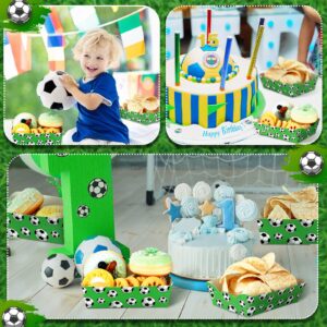 60 Pack Soccer Party Decorations Soccer Birthday Decorations Soccer Paper Food Serving Tray Paper Trays Paper Food Boats Paper Food Tray for Concession Food, Condiment, Carnivals (Soccer)