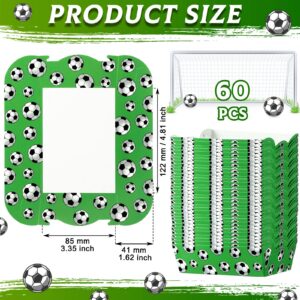 60 Pack Soccer Party Decorations Soccer Birthday Decorations Soccer Paper Food Serving Tray Paper Trays Paper Food Boats Paper Food Tray for Concession Food, Condiment, Carnivals (Soccer)