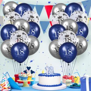 18th Birthday Balloons, 15 PCS Navy Blue Silver Latex 18th Birthday Balloons for Boys Girls 18th Anniversary Happy Birthday Party Decorations Navy Blue Balloons Decor Supplies,12 Inches