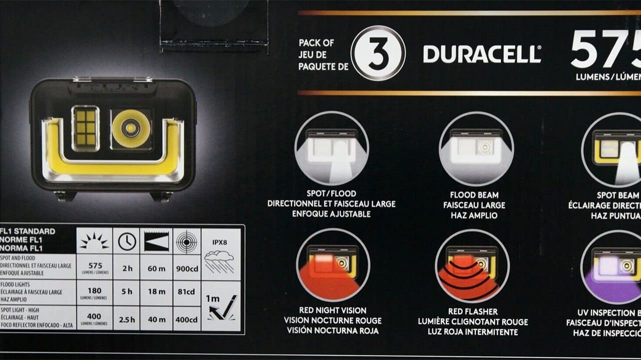 Duracell LED Headlamps 575 Lumens, 3 Count