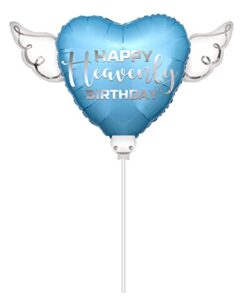 heavenly balloons on a stick happy heavenly birthday blue balloon heart shaped with angel wings