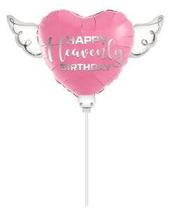 heavenly balloons on a stick happy heavenly birthday pink balloon heart shaped with angel wings