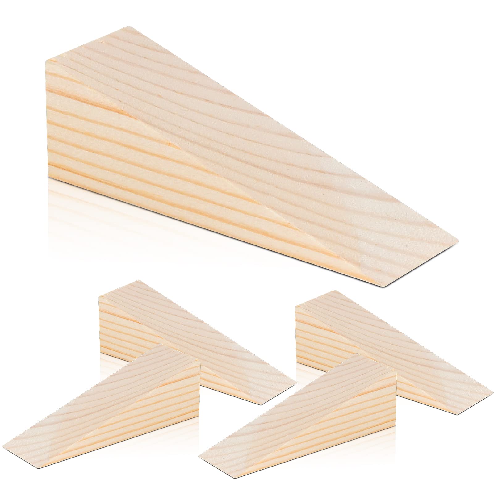 Elesunory 20 Pack Wooden Wedges for Chair Caning Supplies, Non Slip Wood Door Stopper, Triangle Wood Block for Chair Caning Door Stop