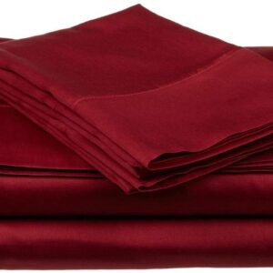 Twin XL Sheet Set- 4 Piece- Bed Sheets Extra Deep 30" inch Mattress Sheet Set Long Staple Adjustable Bed Sheet Set Burgundy Solid Twin XL- 39" X 80" Egyptian Cotton-600 TC