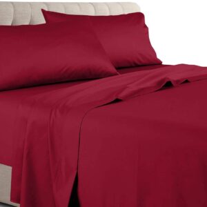 Twin XL Sheet Set- 4 Piece- Bed Sheets Extra Deep 30" inch Mattress Sheet Set Long Staple Adjustable Bed Sheet Set Burgundy Solid Twin XL- 39" X 80" Egyptian Cotton-600 TC