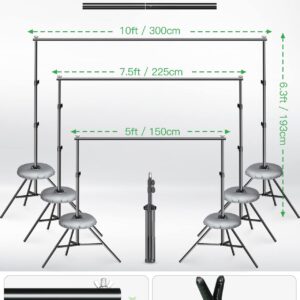 Photography Softbox Lighting Kit, 6.5 x 10ft Backdrop Stand System and E27 60W 5500K CFL Bulbs Softbox and Umbrellas Continuous Photo Lighting with Green/White/Black Backgrounds