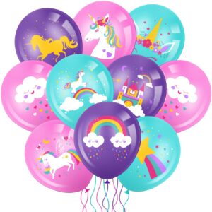 aoriher 45 pcs unicorn latex balloon for birthday pastel rainbow balloon for arch kit column garlands helium balloons for girl unicorn birthday party decoration baby shower unicorn party supplies 12''