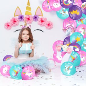 Aoriher 45 Pcs Unicorn Latex Balloon for Birthday Pastel Rainbow Balloon for Arch Kit Column Garlands Helium Balloons for Girl Unicorn Birthday Party Decoration Baby Shower Unicorn Party Supplies 12''