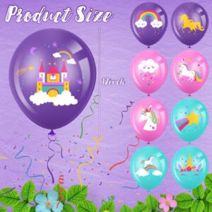 Aoriher 45 Pcs Unicorn Latex Balloon for Birthday Pastel Rainbow Balloon for Arch Kit Column Garlands Helium Balloons for Girl Unicorn Birthday Party Decoration Baby Shower Unicorn Party Supplies 12''