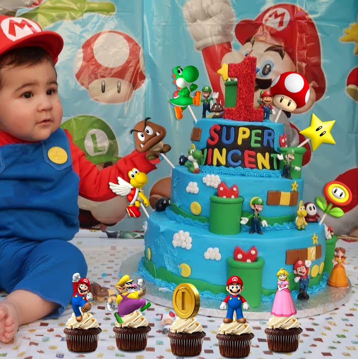 Mario Birthday Party Supplies, 24PCS Cupcake Toppers Decorations for Mario Party Supplies Decor