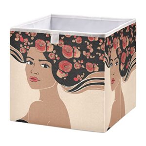 girl hair roses storage basket storage bin square collapsible toy bins clothes toys bin organizer for childrens toys playroom