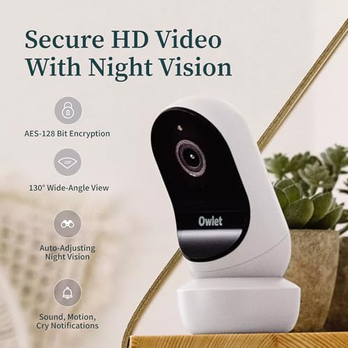 Owlet® Dream Duo 2 Smart Baby Monitor: FDA-Cleared Dream Sock® Plus Owlet Cam 2- Tracks & Notifies for Pulse Rate & Oxygen While Viewing Baby in 1080p HD WiFi Video - Mint