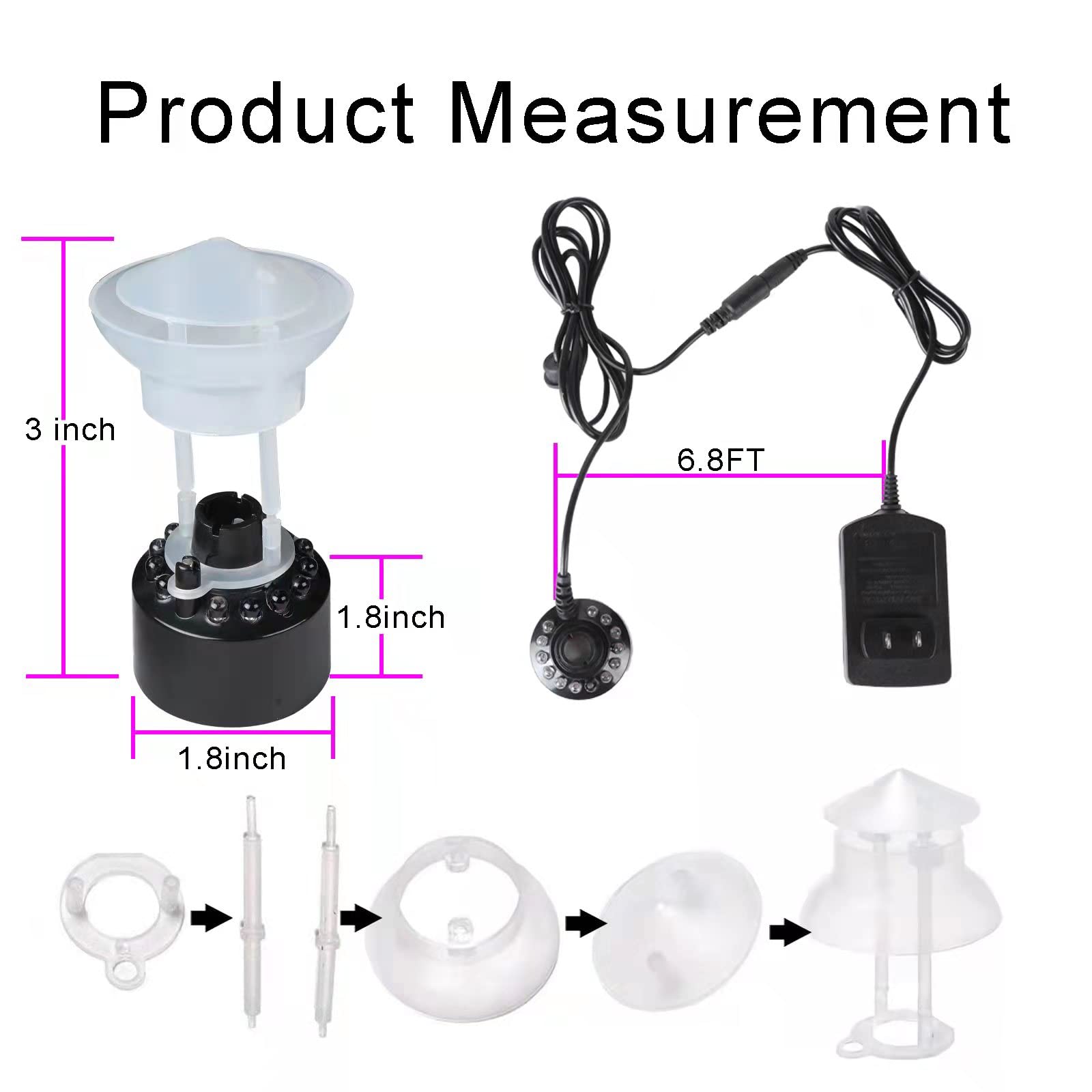 SKRMISDA Mist Maker, 12 LED Mister Forgger with Splash Guard Ultrasonic Fogger Pond Fog Machine Large Capacity of Mist for Holiday