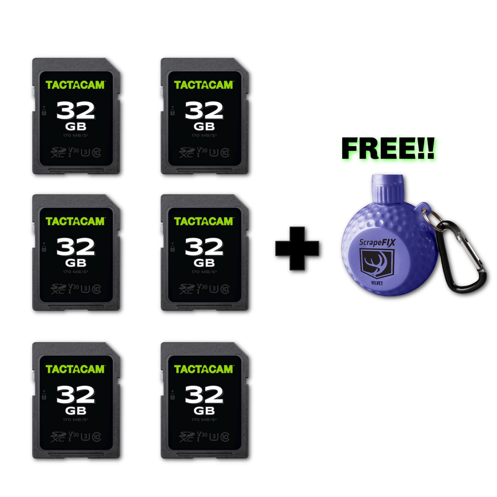 Tactacam Reveal 32GB SD Card (6 Pack + Free ScrapeFix)