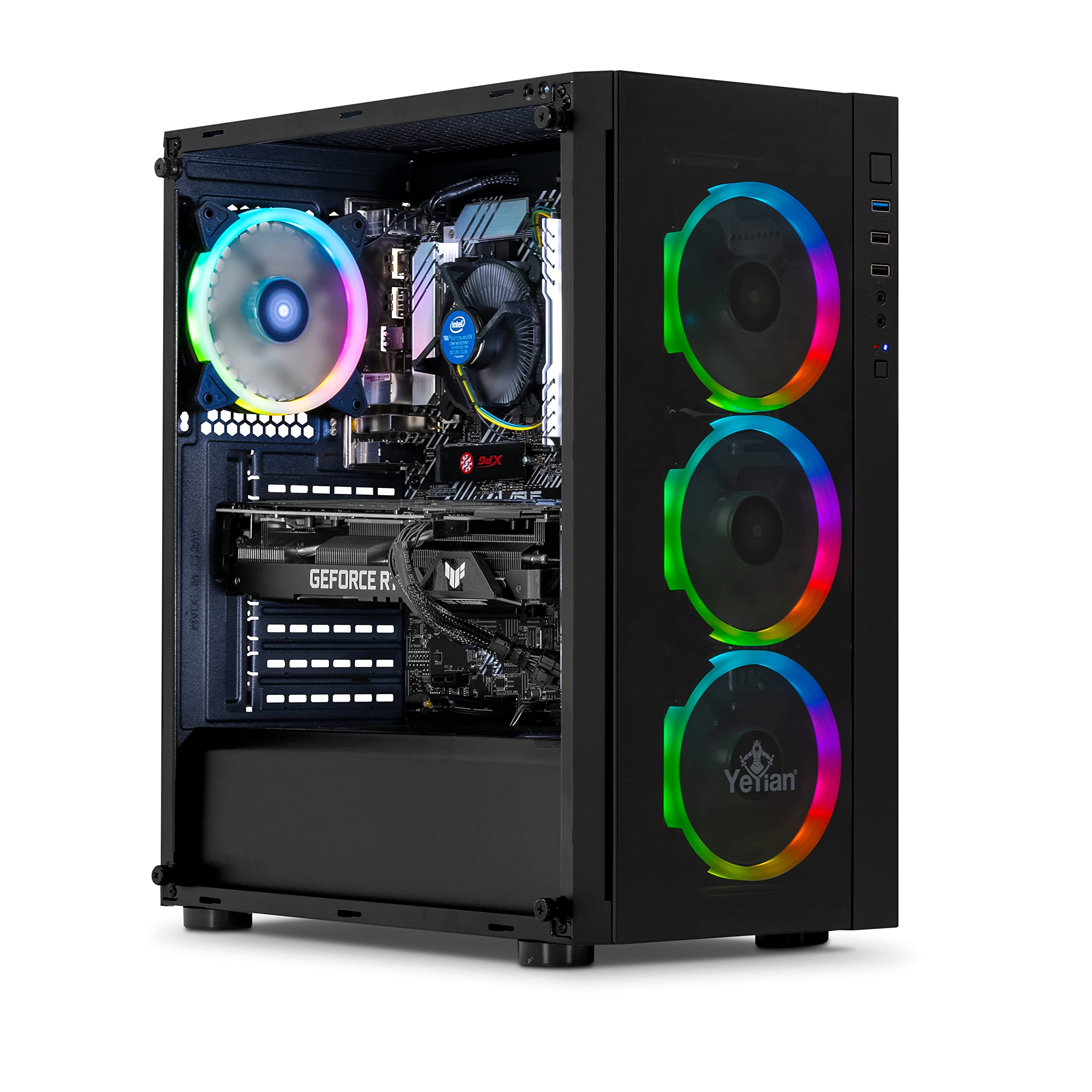 YEYIAN Katana X12 Gaming PC Desktop Computer, Intel i5-11400F 6-Core, GeForce RTX 3060 10GB GDDR6, 500GB NVMe SSD, 16GB DDR4 3200MHz, 650W Gold PSU, 4 ARGB Fans, Windows 11, 1Gb LAN, WiFi 5, BT 5.0