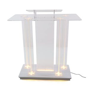 fixturedisplays® lighted led podium acrylic pulpit wood deluxe lectern 39.4 x 17.7 x 43" churches synagogue temple event debate 21061