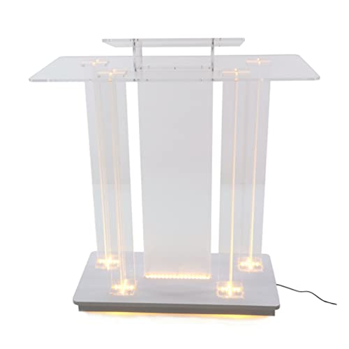 Fixturedisplays® Lighted Led Podium Acrylic Pulpit Wood Deluxe Lectern 39.4 X 17.7 X 43" Churches Synagogue Temple Event Debate 21061