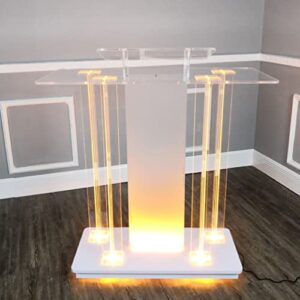 Fixturedisplays® Lighted Led Podium Acrylic Pulpit Wood Deluxe Lectern 39.4 X 17.7 X 43" Churches Synagogue Temple Event Debate 21061