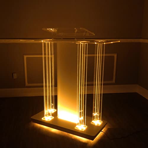 Fixturedisplays® Lighted Led Podium Acrylic Pulpit Wood Deluxe Lectern 39.4 X 17.7 X 43" Churches Synagogue Temple Event Debate 21061