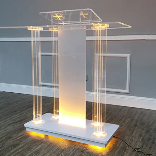 Fixturedisplays® Lighted Led Podium Acrylic Pulpit Wood Deluxe Lectern 39.4 X 17.7 X 43" Churches Synagogue Temple Event Debate 21061