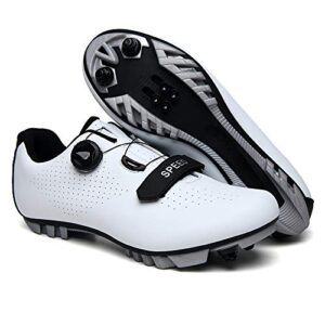 ksloutdoor unisex outdoor sports cycling shoes mtb/mountain men's bike shoes spd women's compatible 2-bolt white size 10.5/13