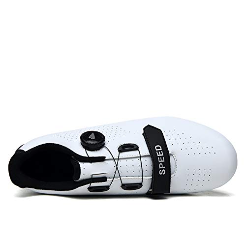 Ksloutdoor Unisex Outdoor Sports Cycling Shoes MTB/Mountain Men's Bike Shoes SPD Women's Compatible 2-Bolt White Size 10.5/13