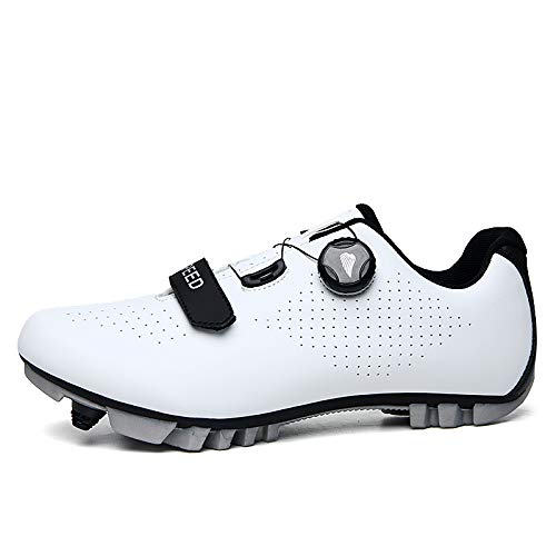 Ksloutdoor Unisex Outdoor Sports Cycling Shoes MTB/Mountain Men's Bike Shoes SPD Women's Compatible 2-Bolt White Size 10.5/13