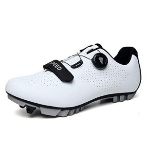 Ksloutdoor Unisex Outdoor Sports Cycling Shoes MTB/Mountain Men's Bike Shoes SPD Women's Compatible 2-Bolt White Size 10.5/13