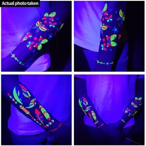 20Sheet Glow in The Dark Temporary Tattoos 160+Styles Aldult Fluorescence UV Neon Body Face Fake Waterproof Tattoo Stickers for Women Men,Rave Festival Accessory Party Supplies