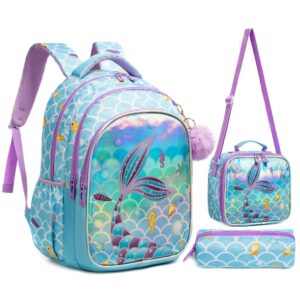 mohco kids backpack 17inch with lunch bag and pencil case lightweight school backpack for teens, girls, boys, elementary and middle school