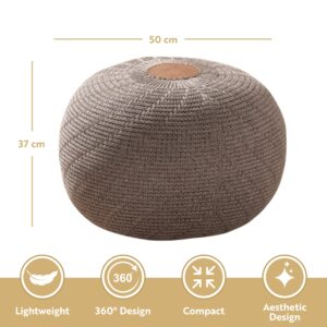 English Home Ottoman Foot Rest, Room Decor, Home Decor, Bedroom Decor, Ideal for Living Room, Comfortable Pouf, Armchair, Floor Cushion, 100% Knitted Bean Bag, Footstool, 15x20 Inch, Brown