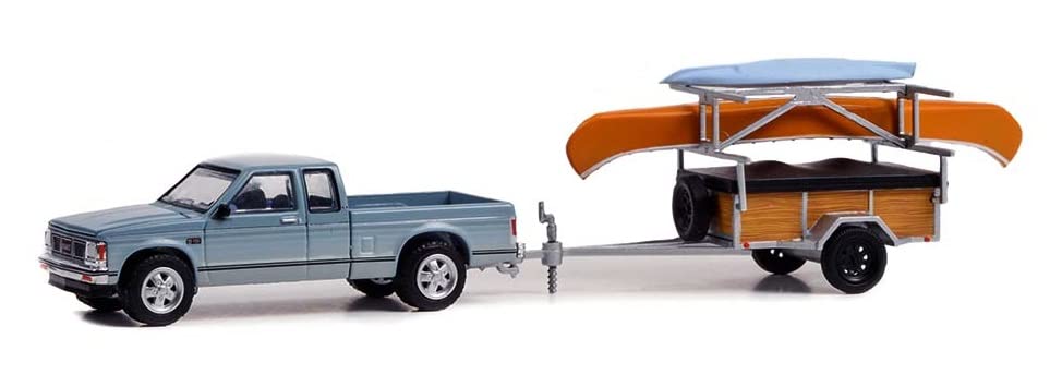 Greenlight 32250-C Hitch & Tow Series 25-1988 GMC S-15 Sierra with Canoe Trailer with Canoe Rack, Canoe and Kayak 1/64 Scale