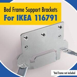 IMPRESA [4 Pack] Bed Frame Brackets for IKEA Bed Frame PN116791 Headboard Mounting Brackets & Screws Low Bed Frame Replacement Parts - Bed Parts for Bed Frame - Bed Frame Hardware Includes Screws