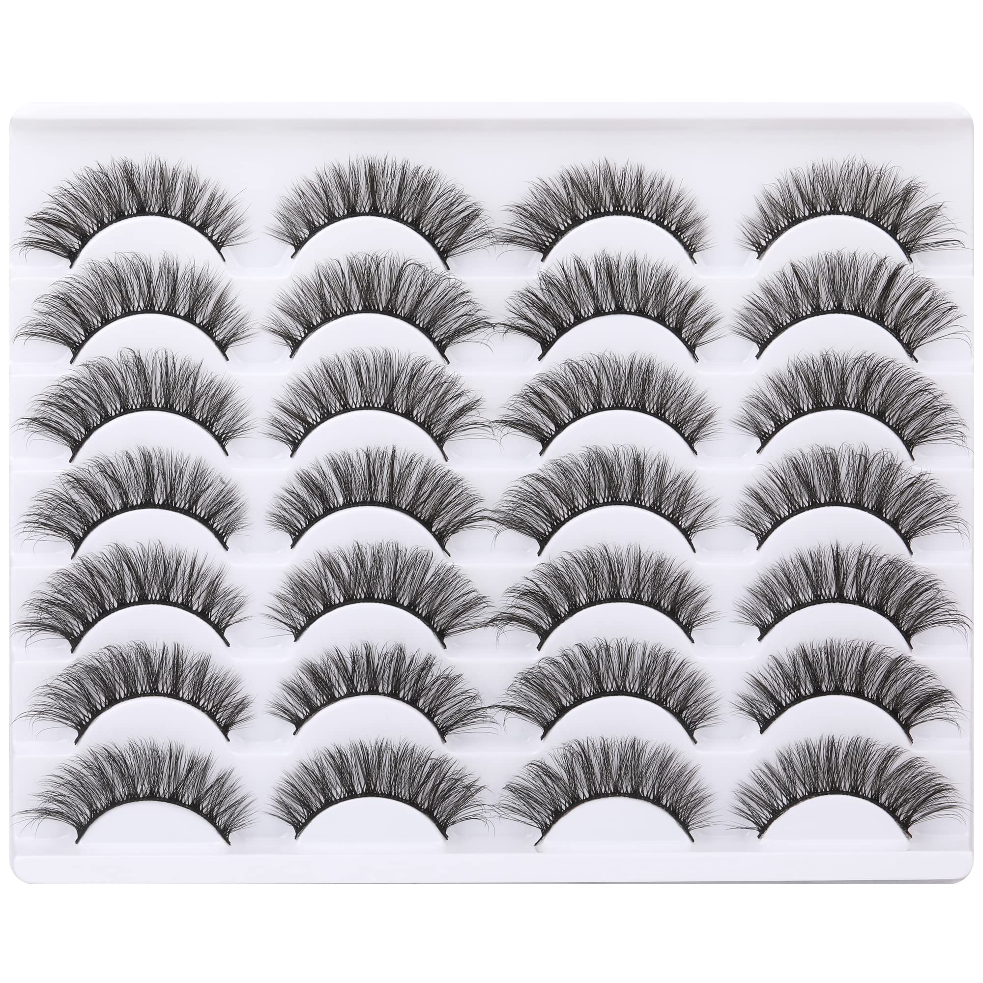 Newcally Lashes Mink Natural Look Cat Eye Wispy False Eyelashes Fluffy Volume Long Fake Eye Lashes Pack 3D Strip Faux Mink Eyelashes 14 Pairs