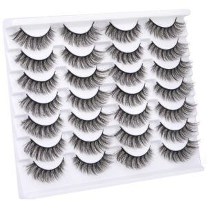 Newcally Lashes Mink Natural Look Cat Eye Wispy False Eyelashes Fluffy Volume Long Fake Eye Lashes Pack 3D Strip Faux Mink Eyelashes 14 Pairs