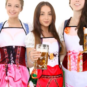 4 Pcs Oktoberfest Apron Oktoberfest Costumes Women German Dirndl Aprons Female Oktoberfest Outfit Waitress Novelty Dresses Oktoberfest Party Decorations for Kitchen Outdoor Cooking BBQ Party Supplies