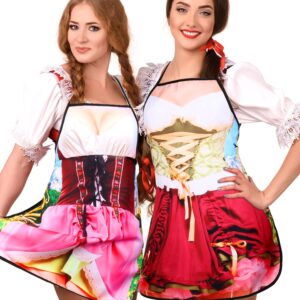 4 Pcs Oktoberfest Apron Oktoberfest Costumes Women German Dirndl Aprons Female Oktoberfest Outfit Waitress Novelty Dresses Oktoberfest Party Decorations for Kitchen Outdoor Cooking BBQ Party Supplies