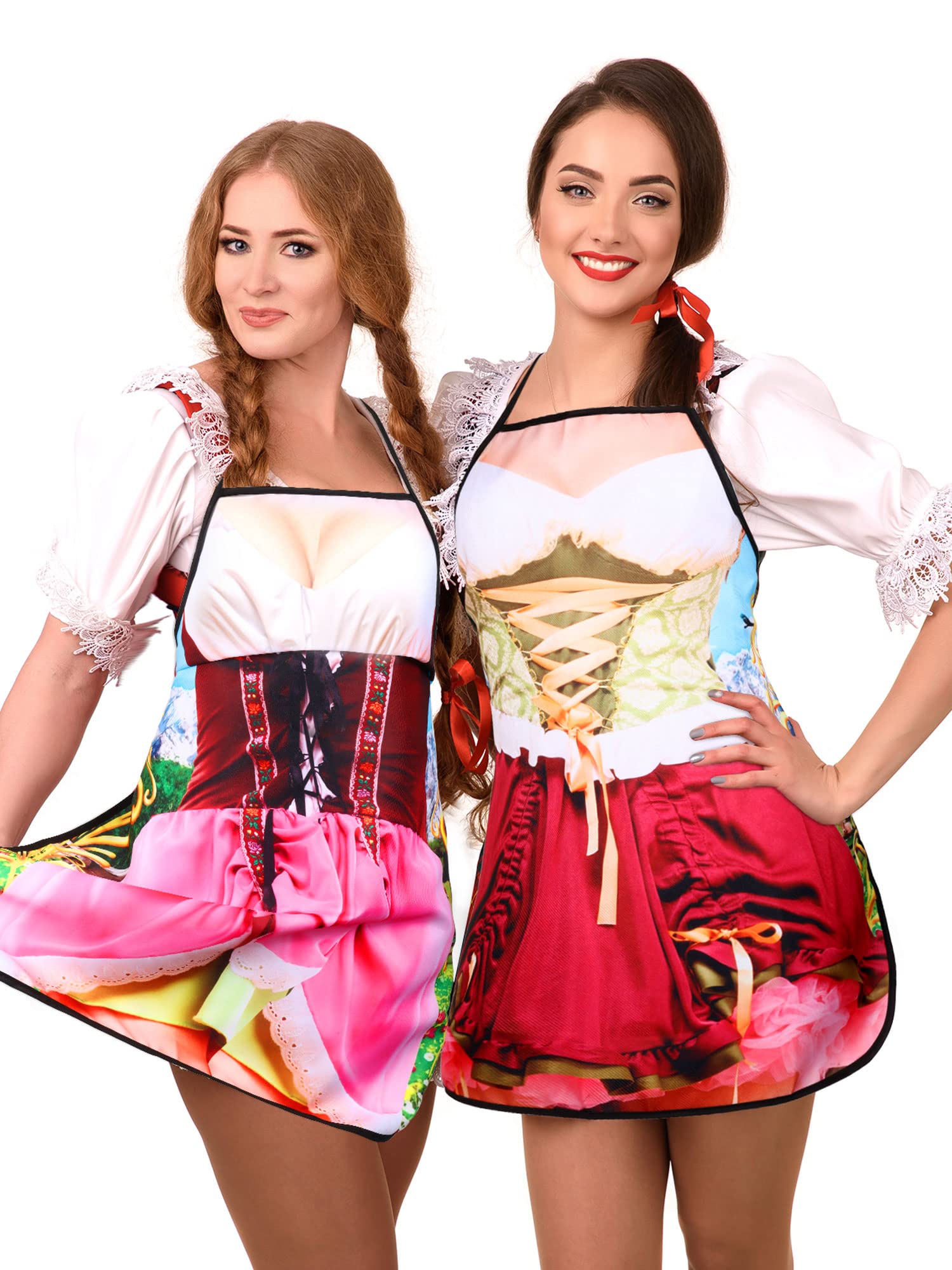 4 Pcs Oktoberfest Apron Oktoberfest Costumes Women German Dirndl Aprons Female Oktoberfest Outfit Waitress Novelty Dresses Oktoberfest Party Decorations for Kitchen Outdoor Cooking BBQ Party Supplies