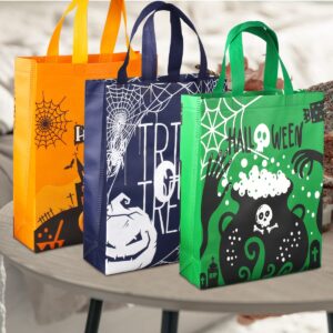 Aviski 6PCS Halloween Trick or Treat Bags, Halloween Tote Bags with Handles, Large Gift Bags, Multifunctional Non-Woven Bags for Gifts Wrapping, Halloween Party Supplies, 15×11.8×3.9“