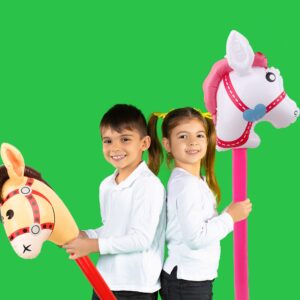 Haconba 8 Pieces 40 Inch Inflatable Stick Horse Inflatable Cowboy Cowgirl Pony Horse head Stick Balloon for Christmas Birthday Baby Shower Cowboy Theme Party Supplies, Pink Brown