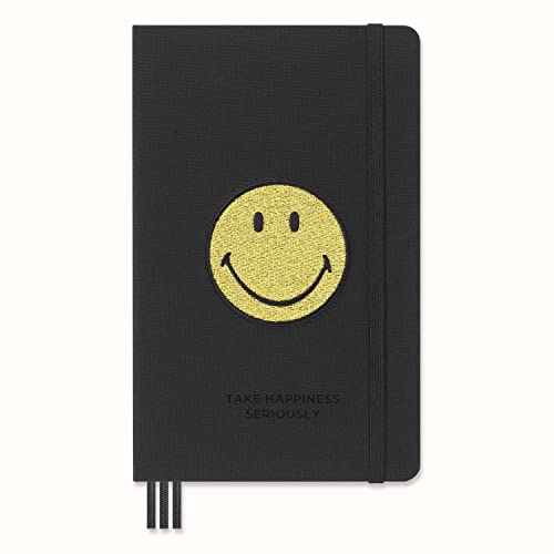 Moleskine Limited Edition Smiley Positivity Planner, Hard Cover, Large (5" x 8.25"), Undated Planner, Black, 240 Pages