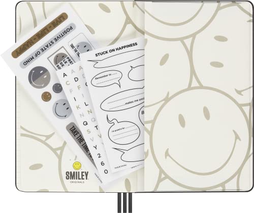 Moleskine Limited Edition Smiley Positivity Planner, Hard Cover, Large (5" x 8.25"), Undated Planner, Black, 240 Pages