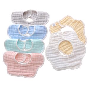 Baby Bibs Muslin Drool Bibs Teething Bibs Lap-shoulder Drooling Cloths Adjustable Multi-Use Scarf Bibs for Unisex Boys Girls 100% Organic Cotton 8-Layer Absorbent& Soft& Breathable Newborn Muslin Bibs