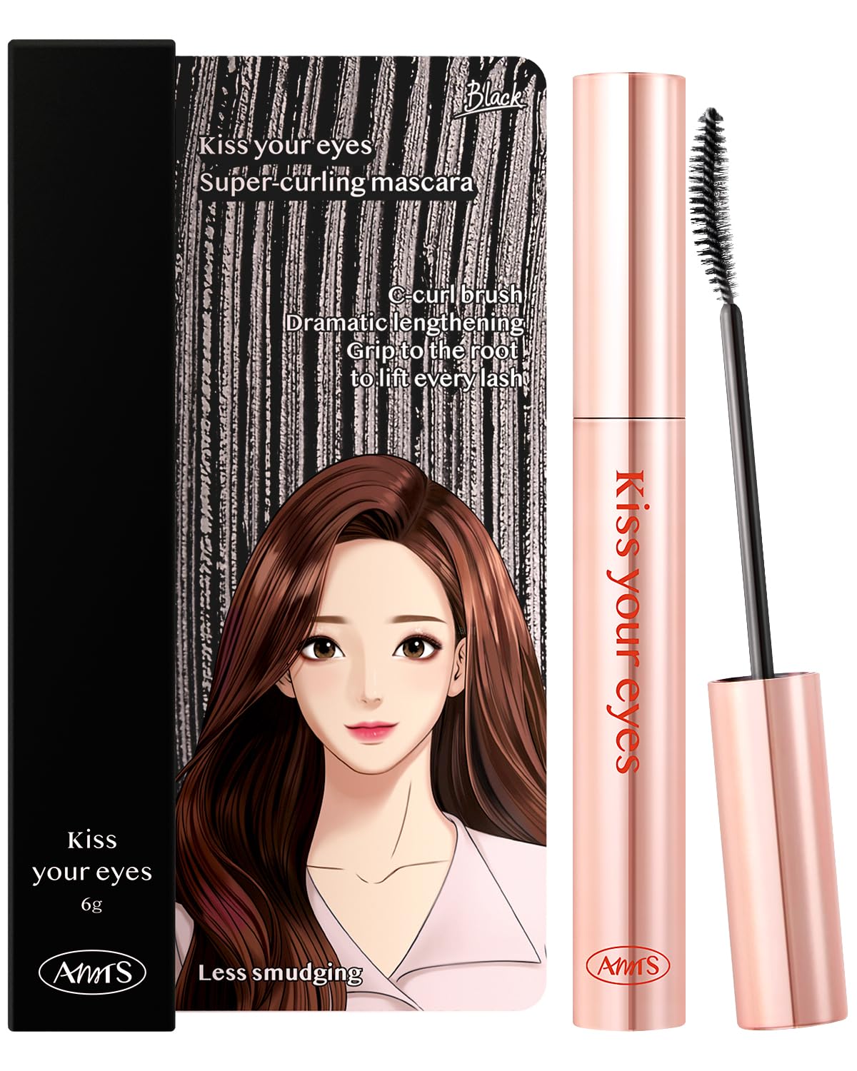 AMTS x Webtoon True Beauty, Natural Lengthening Black Mascara Volume and Length, Tubing Mascara Waterproof, Lash Extension, No Smudge, No Flaking, Korean Makeup Kbeauty Kdrama